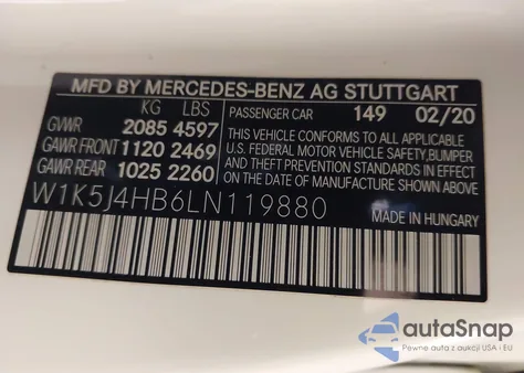 2020 Mercedes-Benz Cla 250 4Matic z USA, uszkodzony, nr VIN W1K5J4HB6LN119880